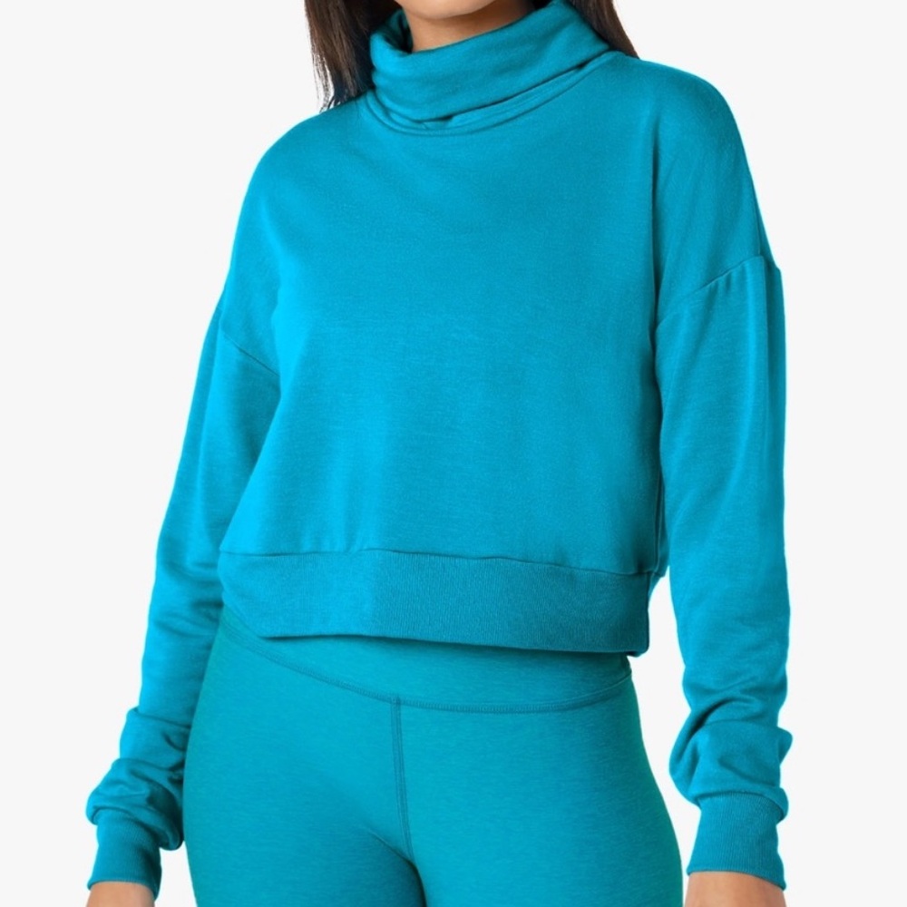 Beyond Yoga Cropped Pullover | Size Small Blue / Teal
